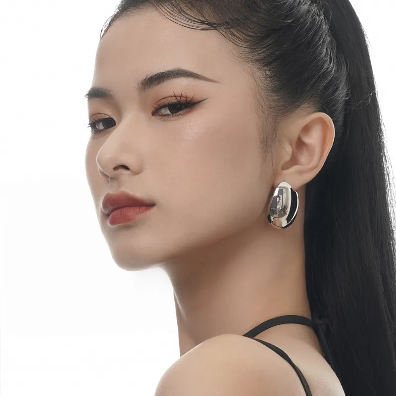 Unique Geometric Curve Stud Earring 40400054 - image1