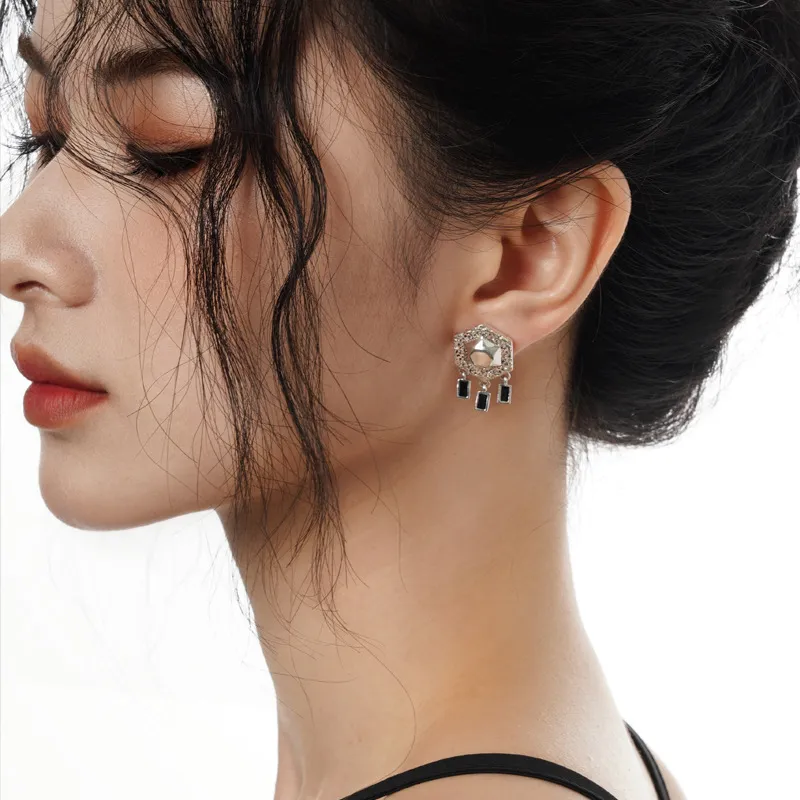 Vintage Hexagram Star Tassel Enamel Stud Earring 40400058 - image2