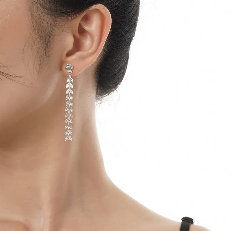 Ethnic Leaves Tassel Stud Earring 40400059 - image1