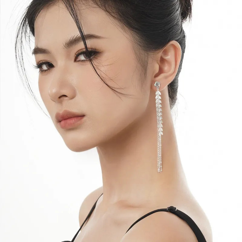 Ethnic Leaves Tassel Stud Earring 40400059 - image2