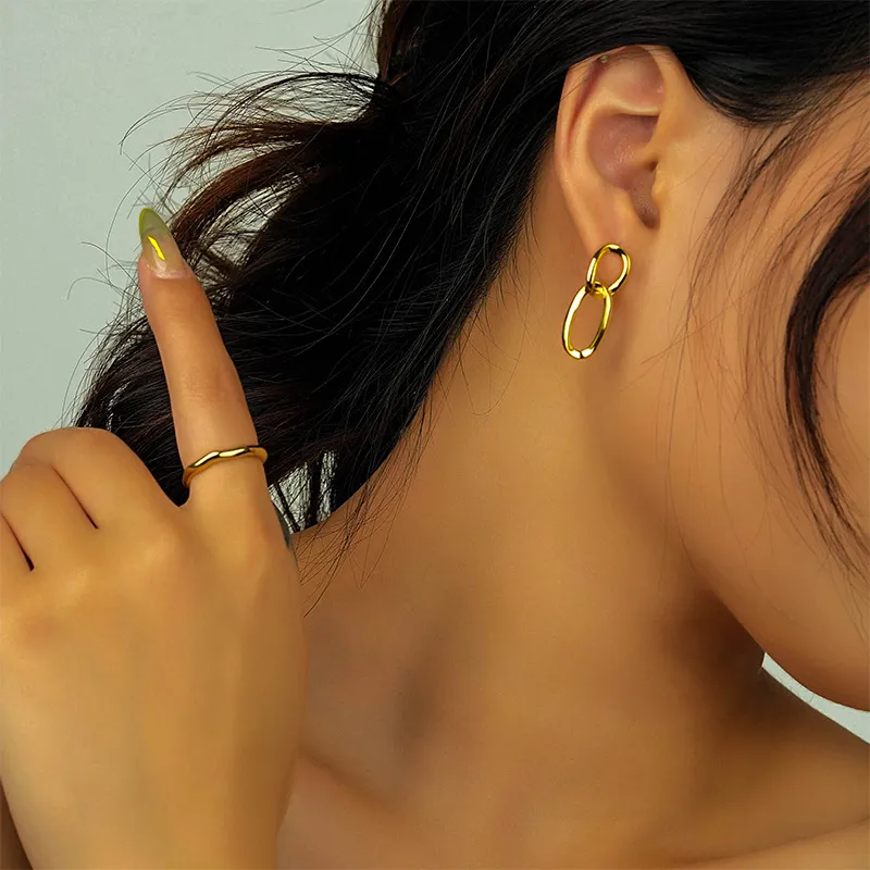 Fashion Link Chain Stud Earring 40400062 - image2