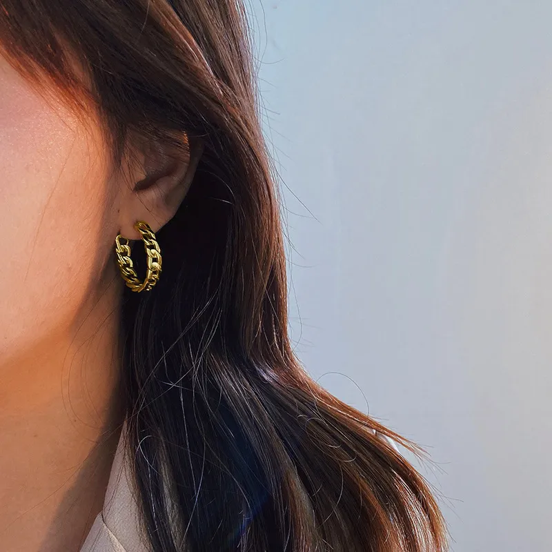 Unqiue Hollowed Chain Stud Earring 40400064 - image1