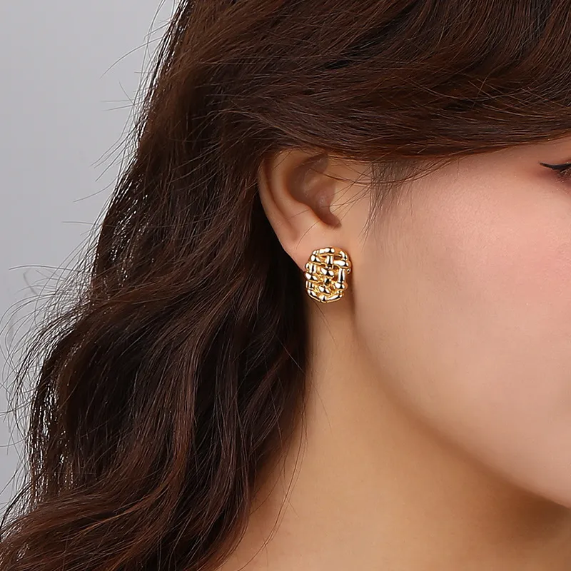 Unique Metal Braid Stud Earring 40400067 - image2