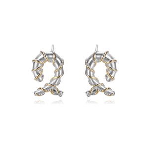 Geometric Twisty Pearl Stud Earring 40400072