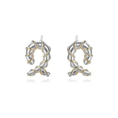Geometric Twisty Pearl Stud Earring 40400072