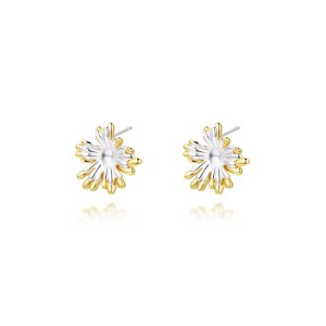 Two Tones Blooming Flowers Stud Earring 40400073