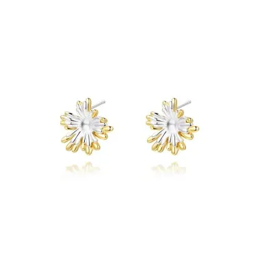 Two Tones Blooming Flowers Stud Earring 40400073