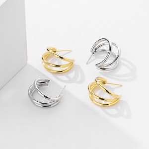 Three Rows Round Shape Stud Earring 40400075