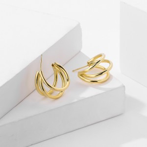 Three Rows Round Shape Stud Earring 40400075