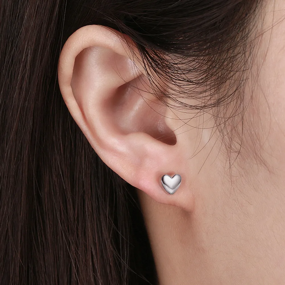 S925 Polished Heart-shaped Stud Earring 40400083 - image1