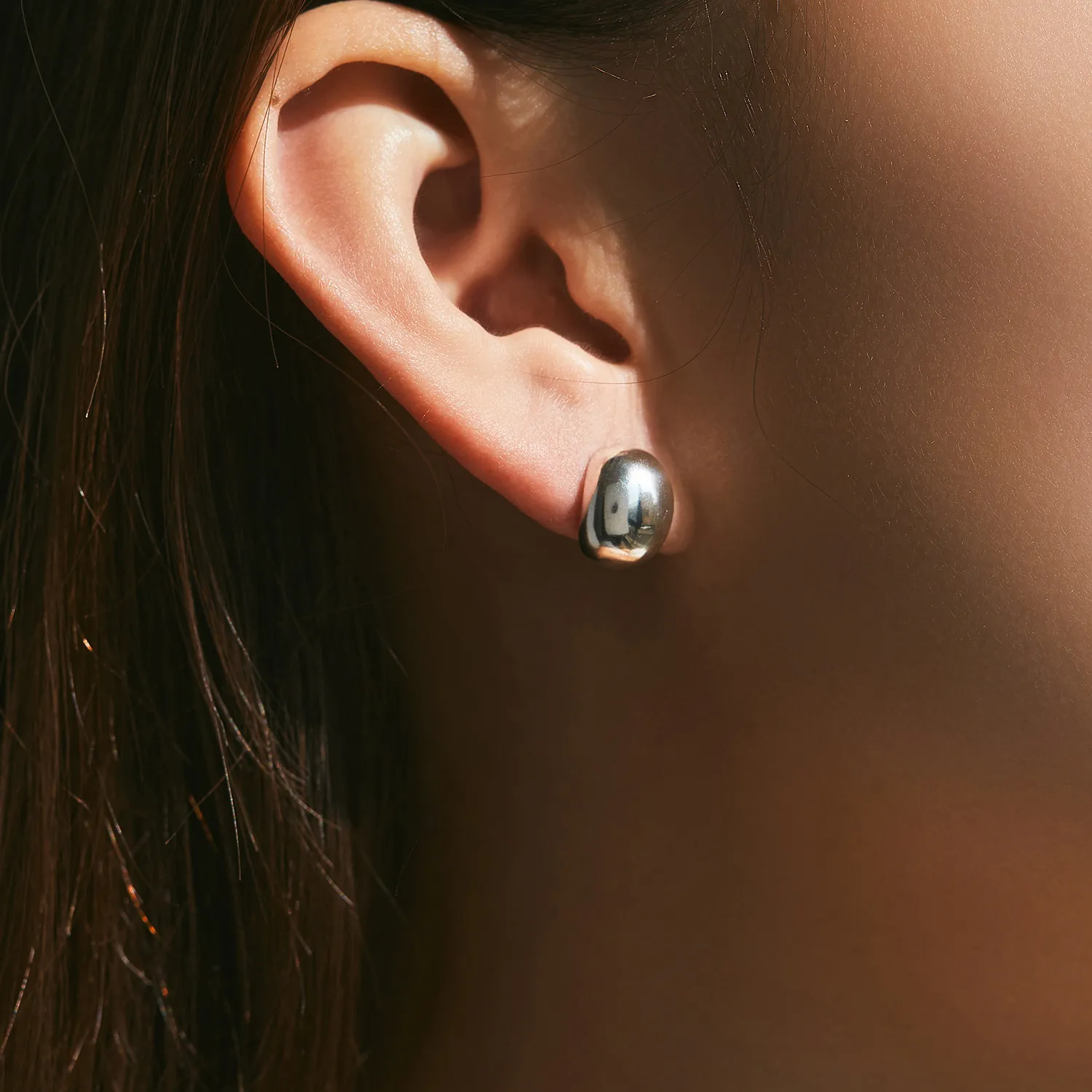 925 Sterling Silver Mirror Beans Stud Earring 40400089 - image1
