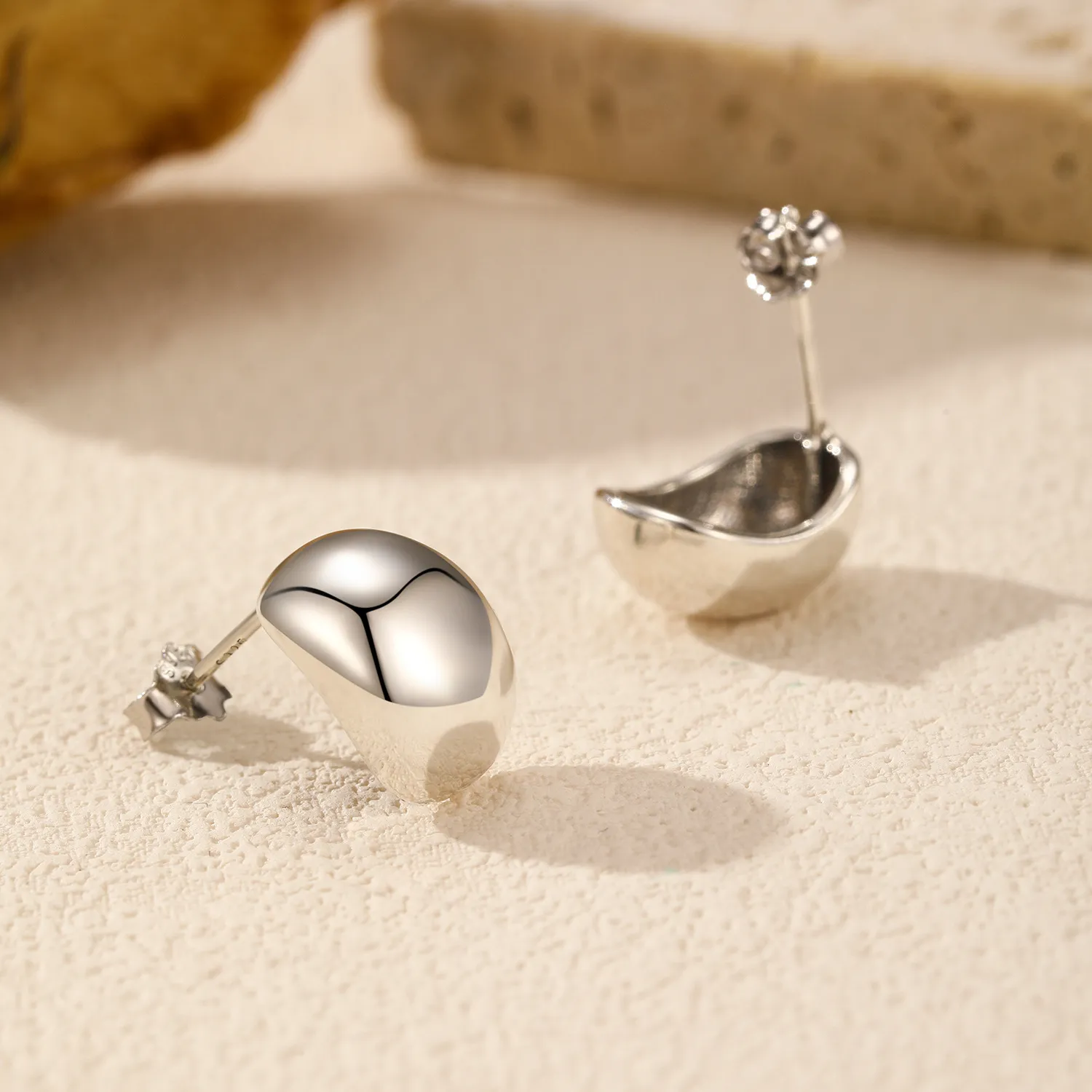 925 Sterling Silver Mirror Beans Stud Earring 40400089 - image2
