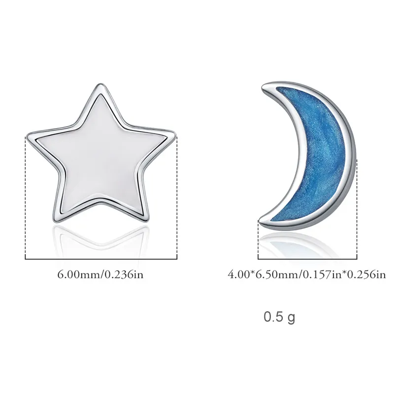 925 Sterling Silver Sweet Moon Star Stud Earring 40400091 - image2