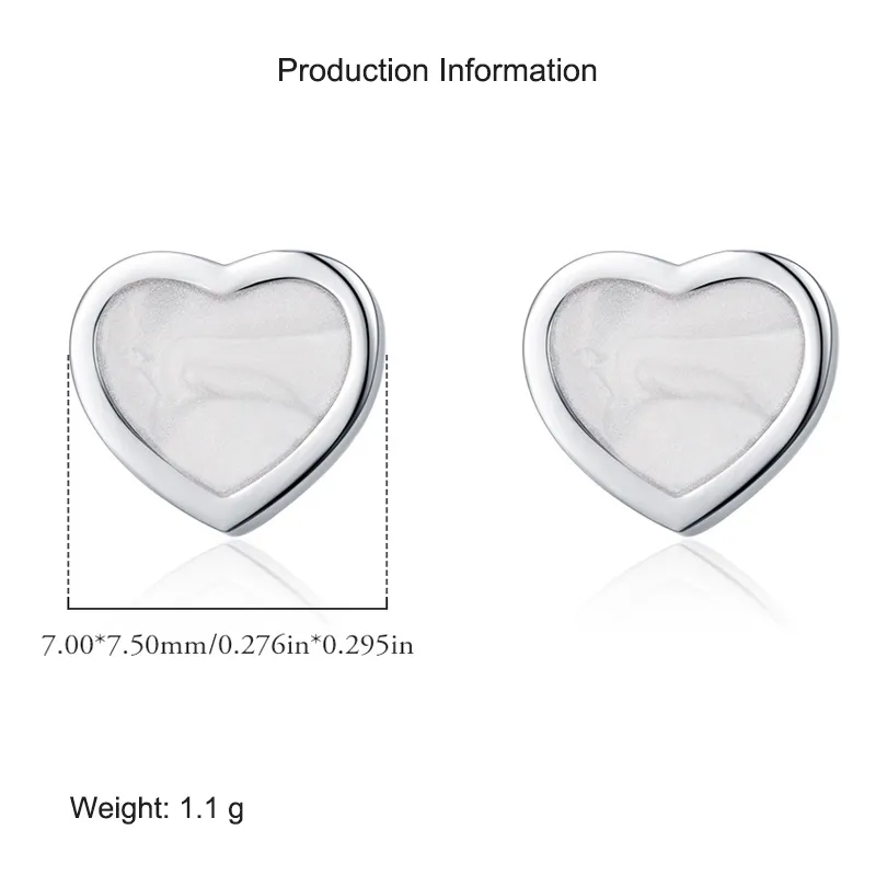 925 Sterling Silver Marble Pattern Heart Stud Earring 40400093 - image2