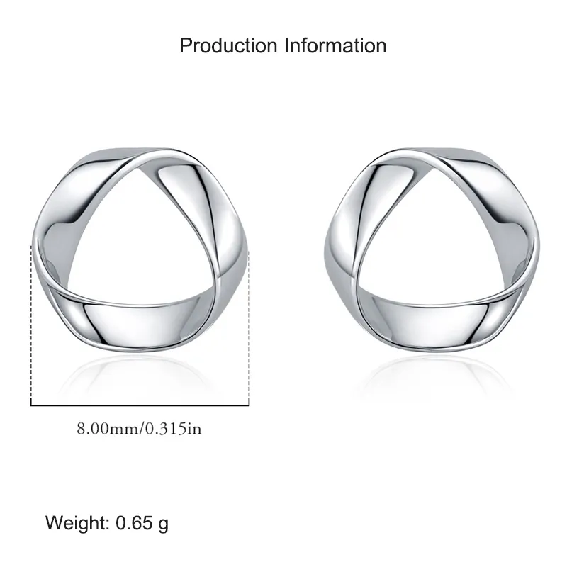 925 Sterling Silver Geometric Wave Stud Earring 40400095 - image2