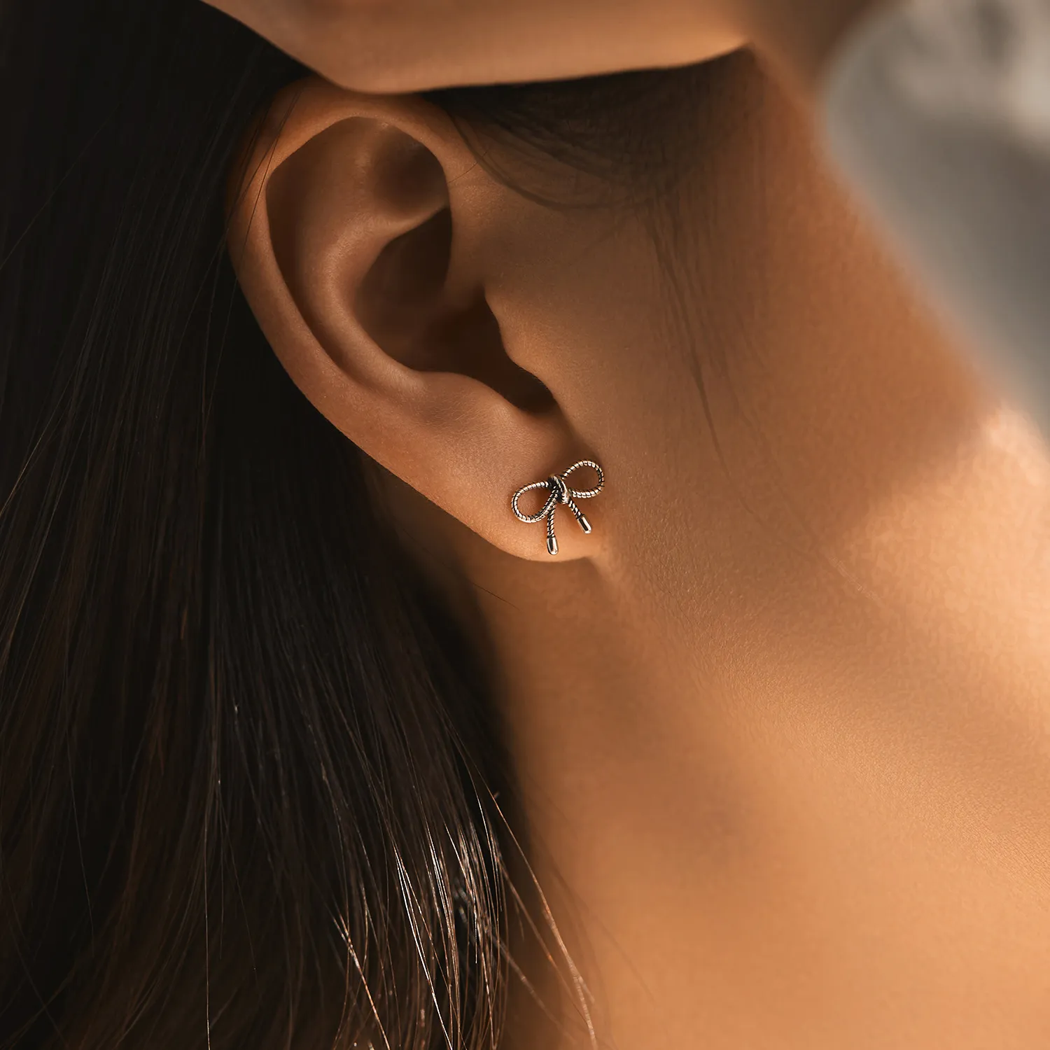 925 Sterling Silver Vintage Twisted Bow Stud Earring 40400096 - image1