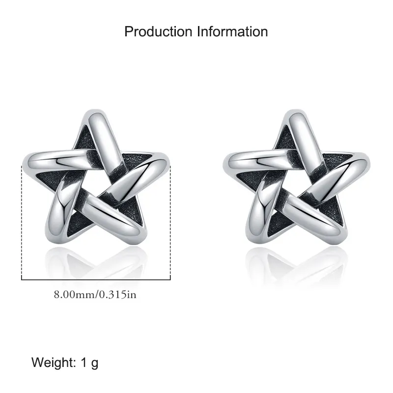 925 Sterling Silver Vintage Star Stud Earring 40400097 - image2