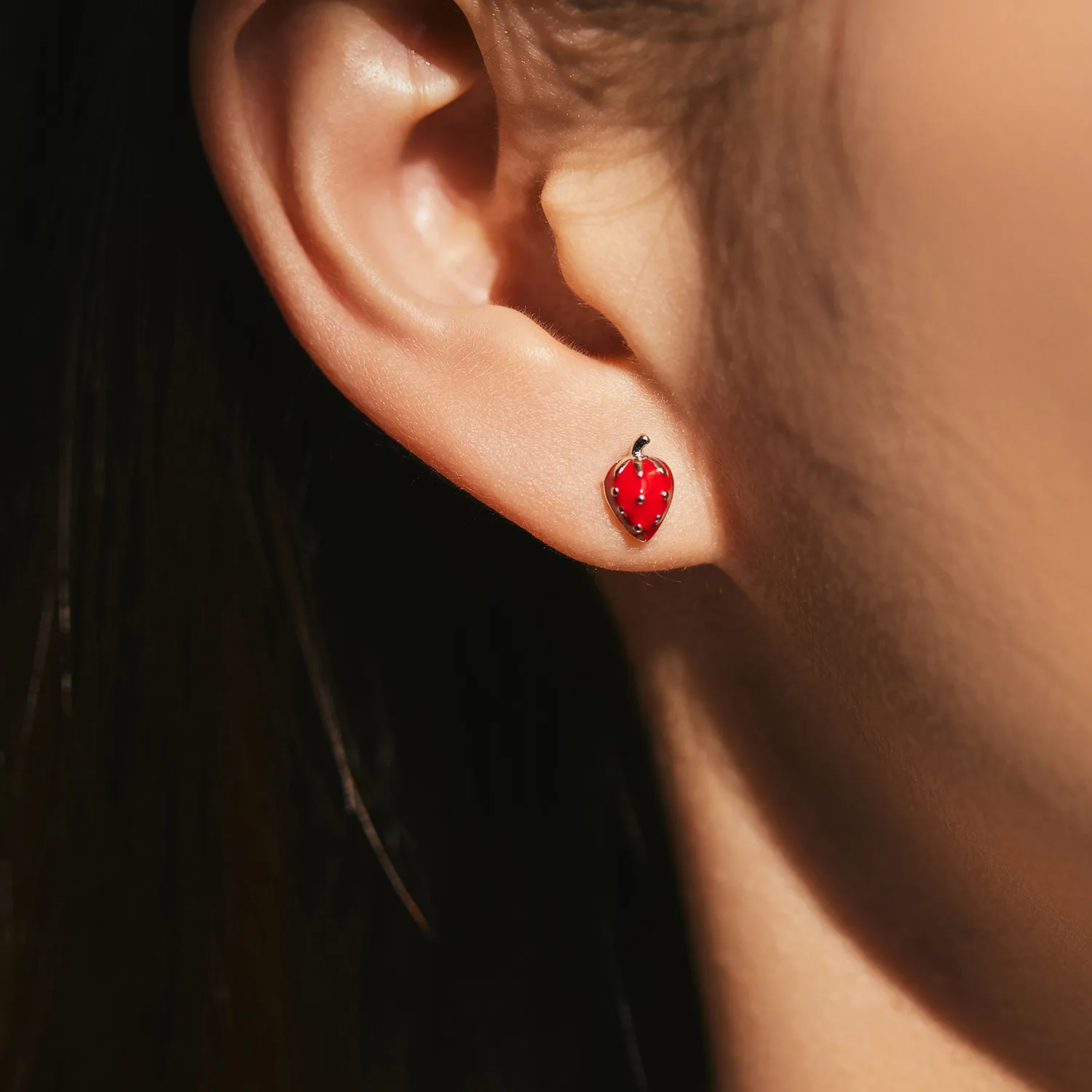 925 Sterling Silver Sweet Strawberry Stud Earring 40400098 - image1