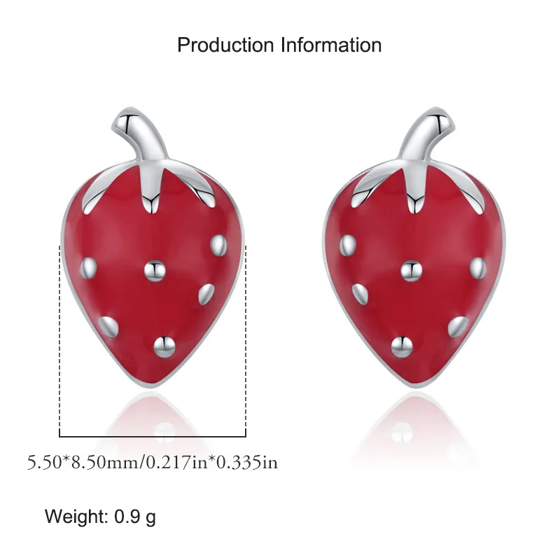 925 Sterling Silver Sweet Strawberry Stud Earring 40400098 - image2