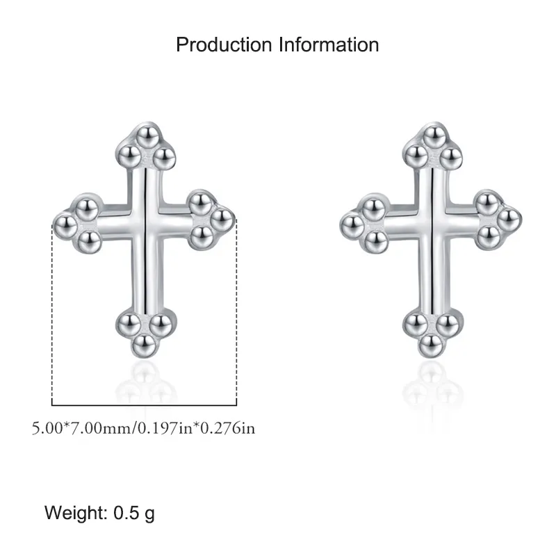 925 Sterling Silver Mini Cross Stud Earring 40400099 - image2