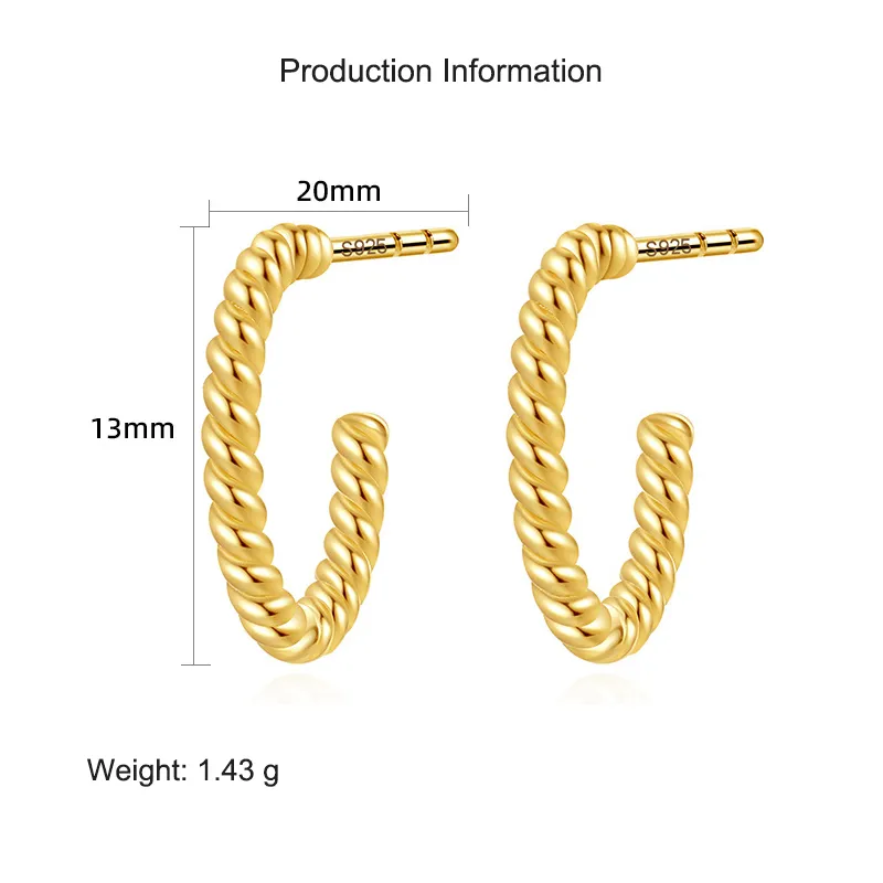 925 Sterling Silver Vintage Twisted Stud Earring 40400103 - image2