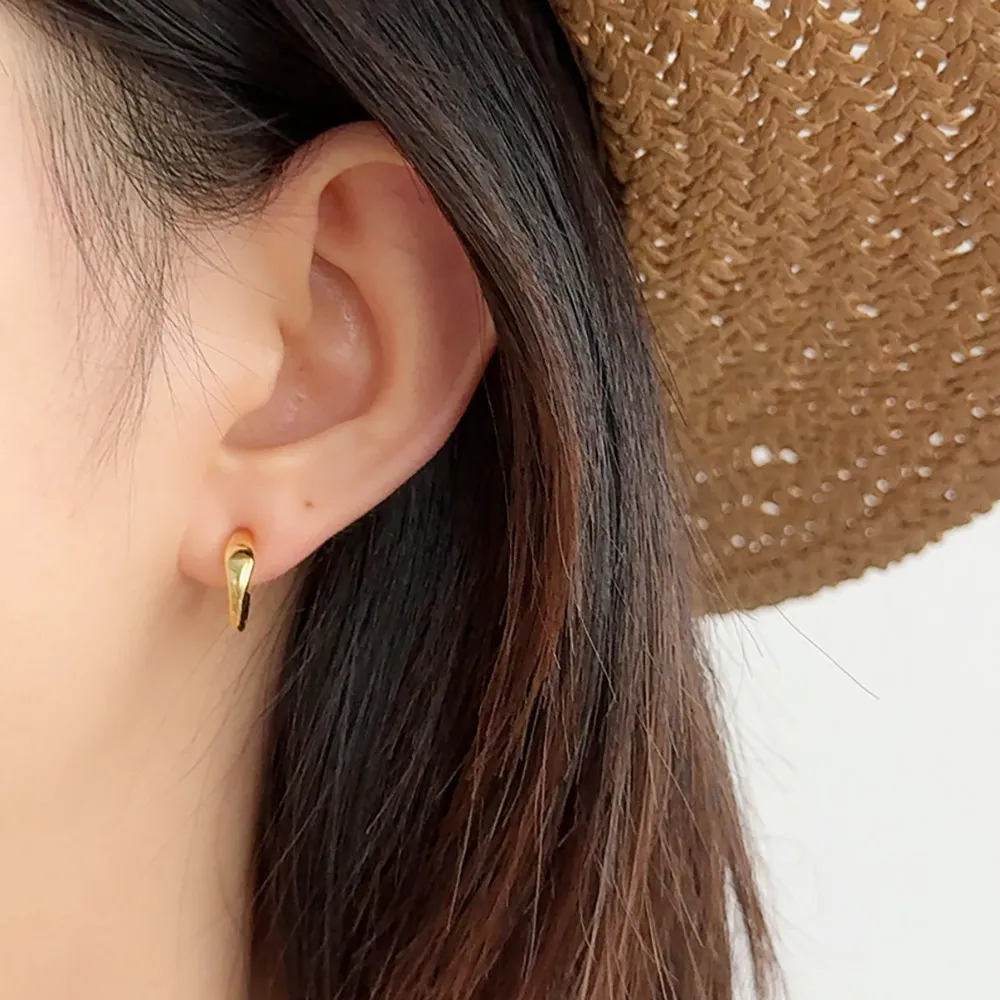 925 Sterling Silver Half Circle Stud Earring 40400104 - image1