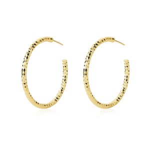 925 Sterling Silver Textured C-Shaped Hoop Earring 40400106