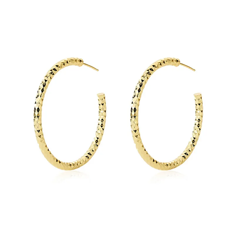 925 Sterling Silver Textured C-Shaped Hoop Earring 40400106