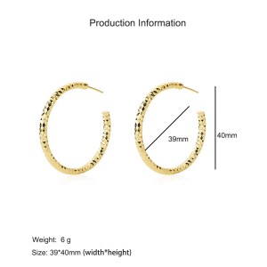 925 Sterling Silver Textured C-Shaped Hoop Earring 40400106