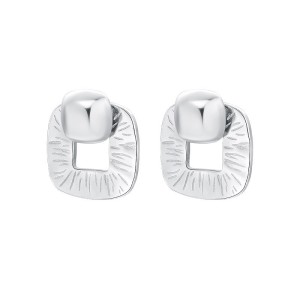 925 Sterling Silver Square Textured Stud Earring 40400108
