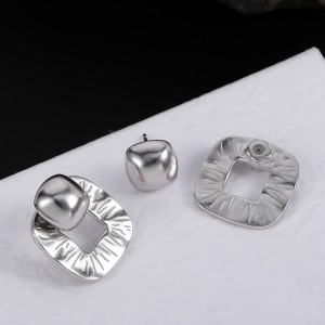 925 Sterling Silver Square Textured Stud Earring 40400108