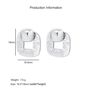 925 Sterling Silver Square Textured Stud Earring 40400108