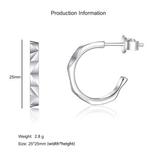 925 Sterling Silver Geometric Mirror Finish Stud Earring 40400110
