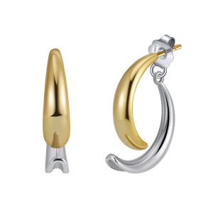 925 Sterling Silver Two-Tone Fish Tail Crossover Earring 40400111