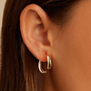 925 Sterling Silver Two-Tone Fish Tail Crossover Earring 40400111