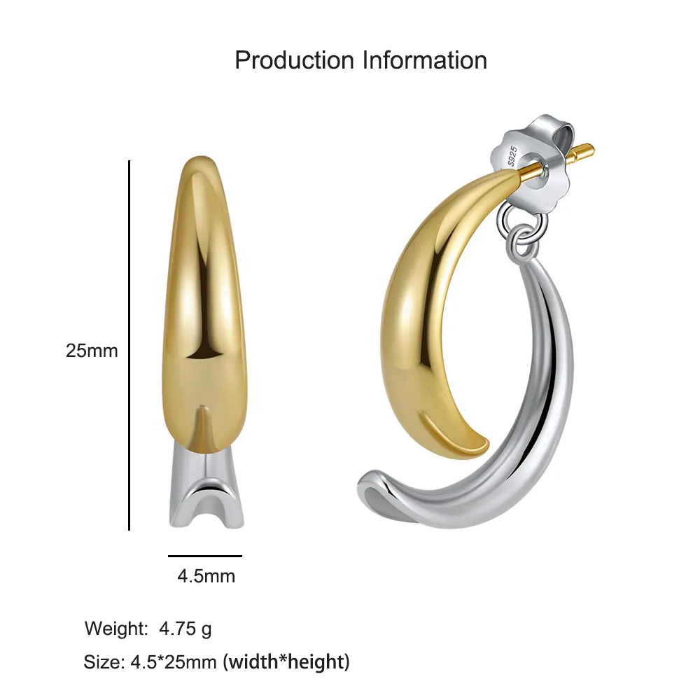 925 Sterling Silver Two-Tone Fish Tail Crossover Earring 40400111 - image2