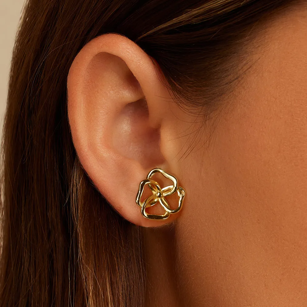 925 Sterling Silver Lucky Four-Leaf Clover Earring 40400112 - image1