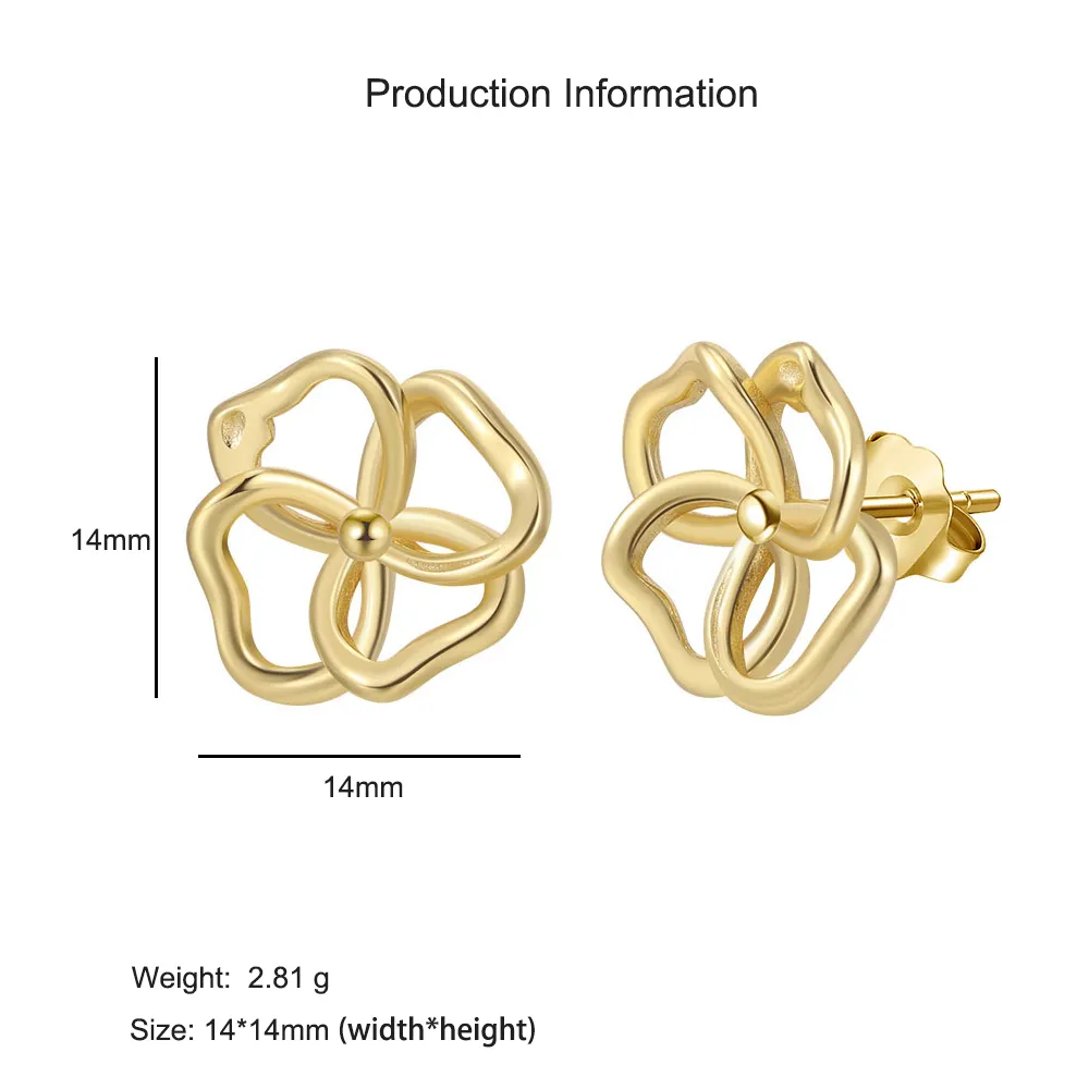 925 Sterling Silver Lucky Four-Leaf Clover Earring 40400112 - image2