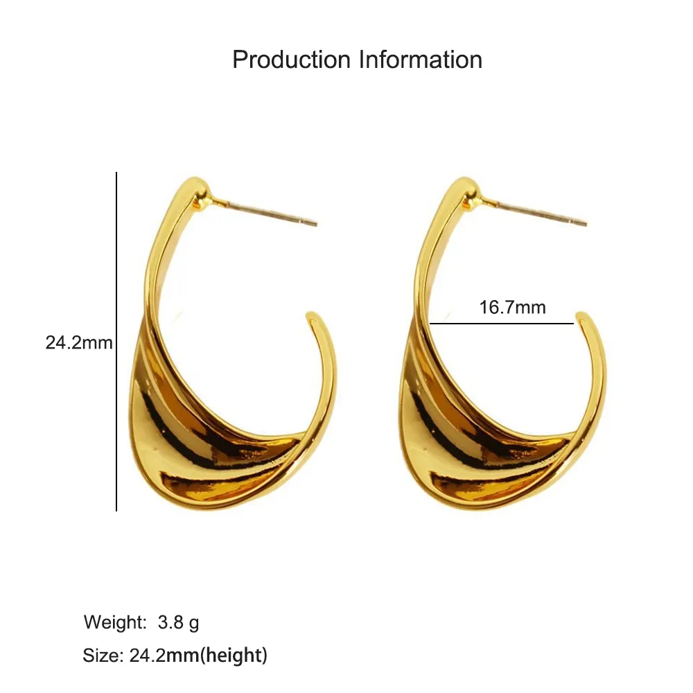 925 Sterling Silver Geometric Twisted Curve Stud Earring 40400119 - image2