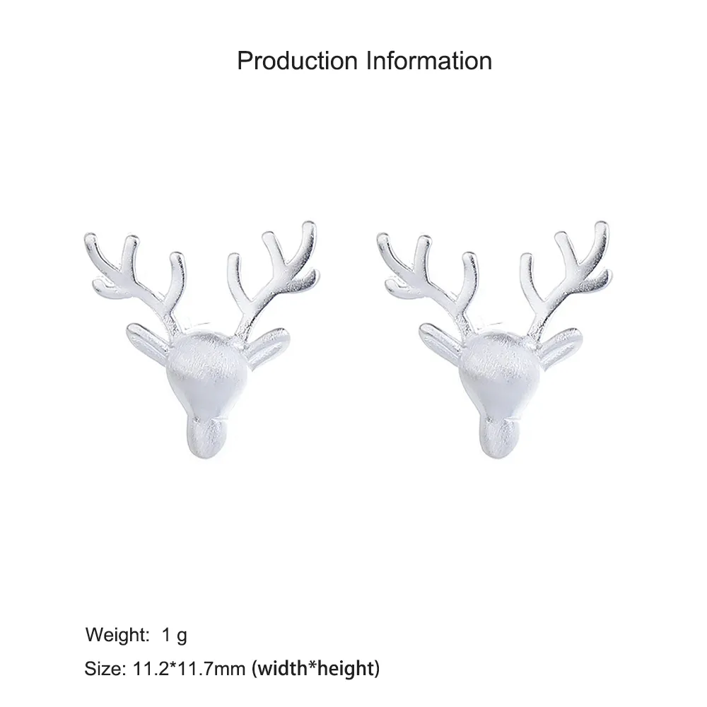 925 Sterling Silver Brushed Finish Antler Stud Earring 40400122 - image2