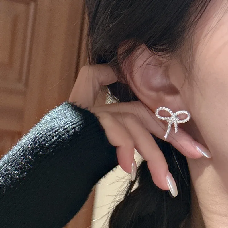 925 Sterling Silver Twisted Rope Bow Stud Earring 40400127 - image1