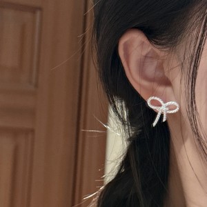 925 Sterling Silver Twisted Rope Bow Stud Earring 40400127