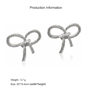 925 Sterling Silver Twisted Rope Bow Stud Earring 40400127