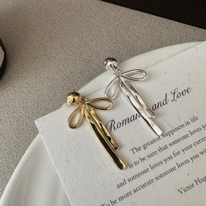 925 Sterling Silver Textured Bow Earring 40400128