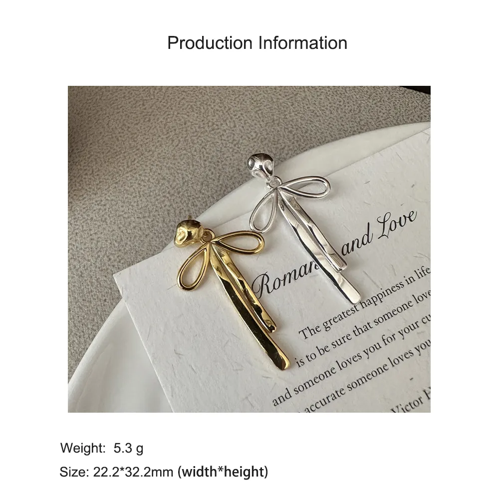 925 Sterling Silver Textured Bow Earring 40400128 - image2