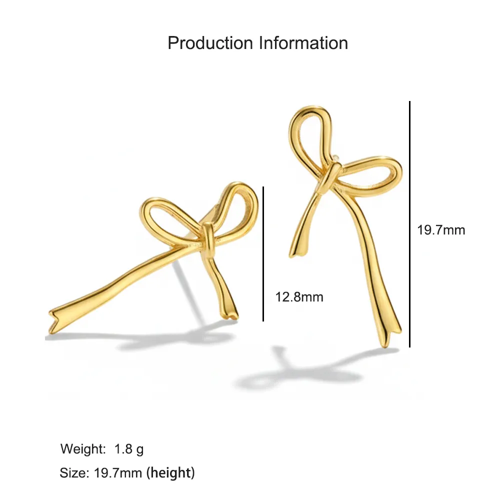 925 Sterling Silver Wire Bow Stud Earring 40400131 - image2