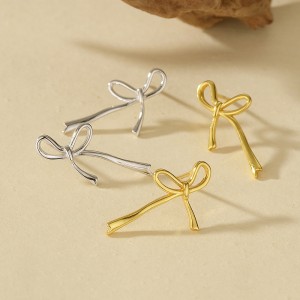 925 Sterling Silver Wire Bow Stud Earring 40400131