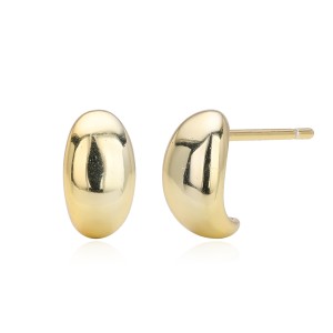 925 Sterling Silver Smooth Bean Stud Earrings 40400132
