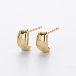 925 Sterling Silver Smooth Bean Stud Earrings 40400132