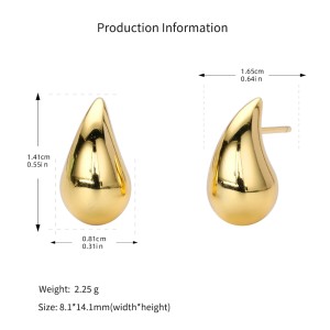 925 Sterling Silver Solid Sculptural Raindrop Stud Earrings 40400135